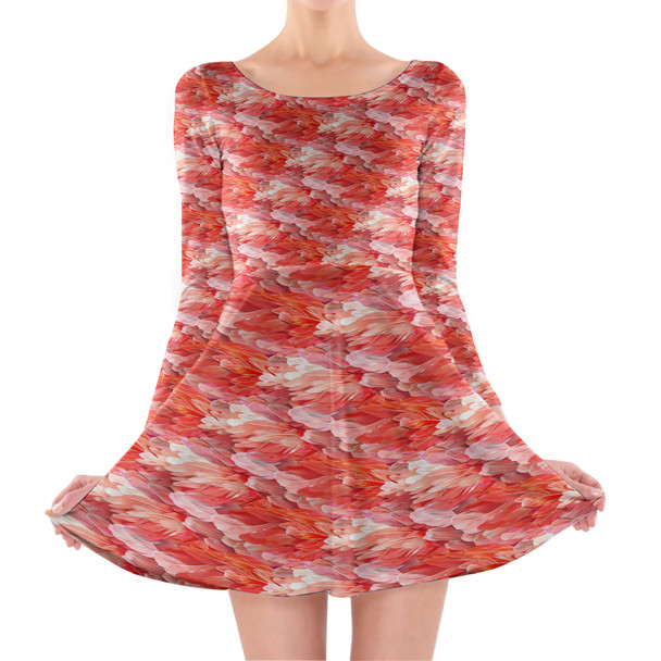 Longsleeve Skater Dress - Animal Print - Flamingo