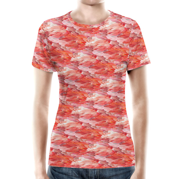 Women's Cotton Blend T-Shirt - Animal Print - Flamingo