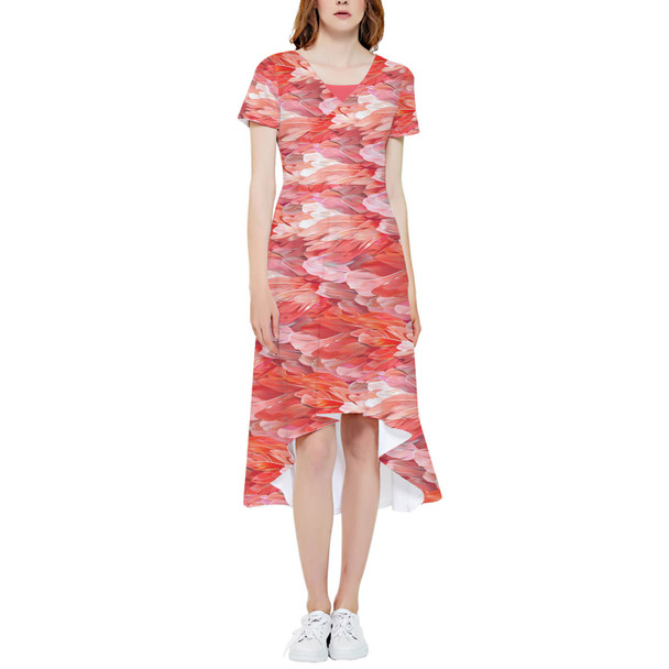 High Low Midi Dress - Animal Print - Flamingo