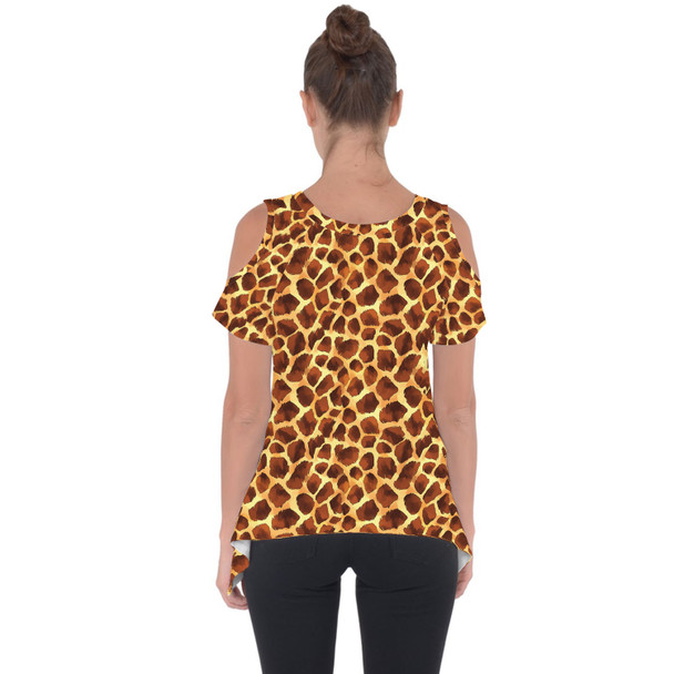 Cold Shoulder Tunic Top - Animal Print - Giraffe