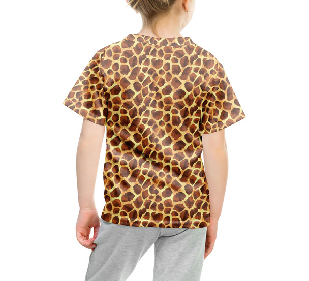 Youth Cotton Blend T-Shirt - Animal Print - Giraffe