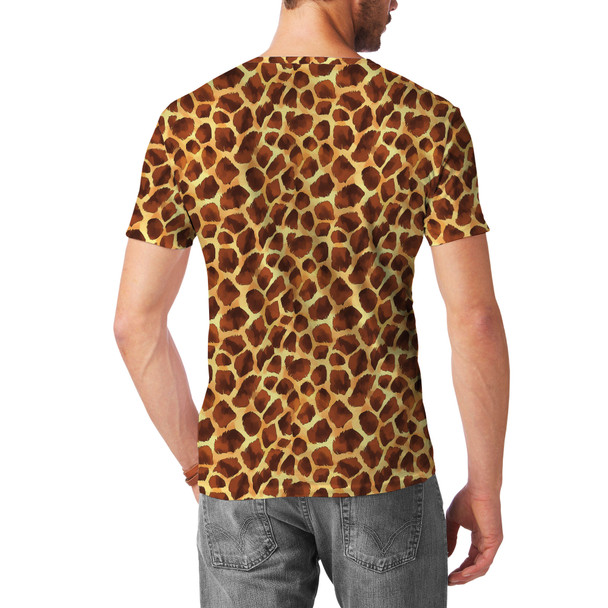 Men's Cotton Blend T-Shirt - Animal Print - Giraffe