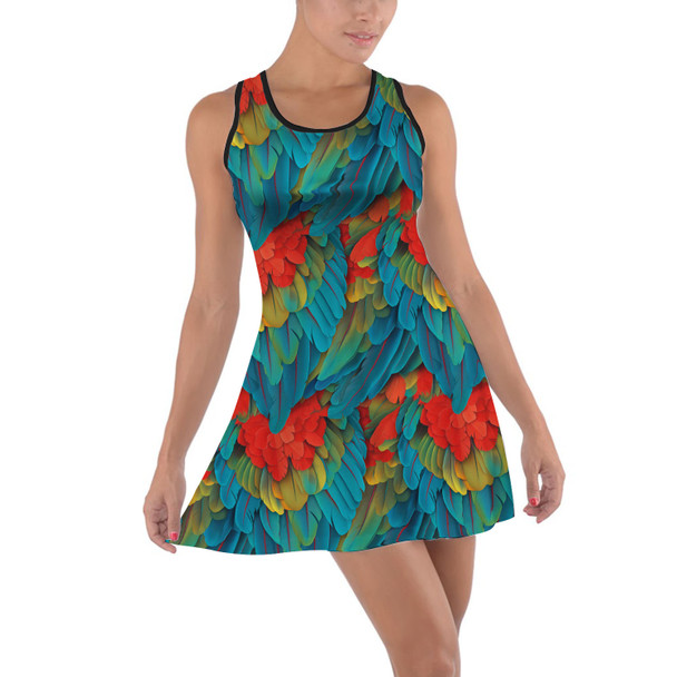 Cotton Racerback Dress - Animal Print - Macaw Parrot