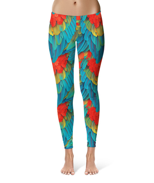 Sport Leggings - Animal Print - Macaw Parrot