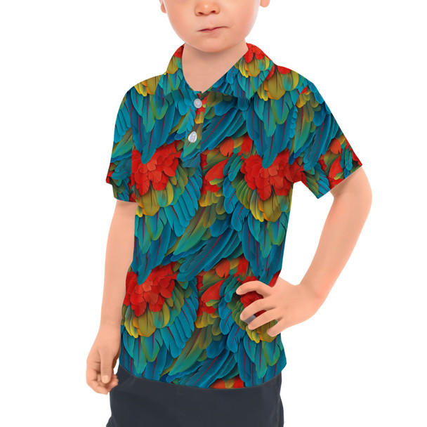 Kids Polo Shirt - Animal Print - Macaw Parrot