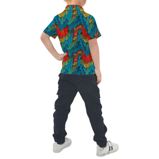 Kids Polo Shirt - Animal Print - Macaw Parrot