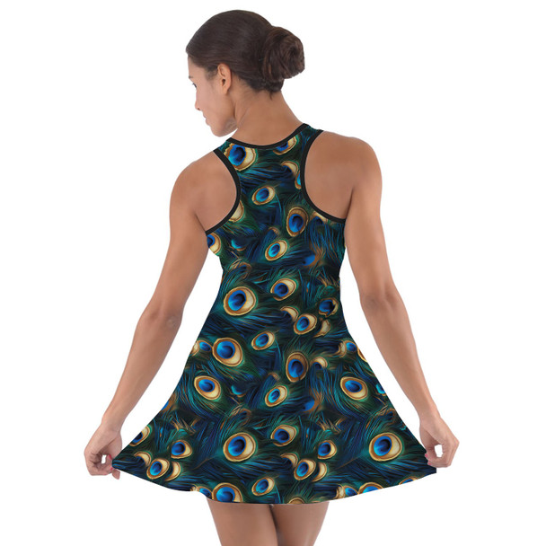 Cotton Racerback Dress - Animal Print - Peacock