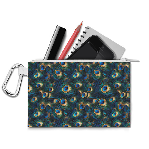 Canvas Zip Pouch - Animal Print - Peacock