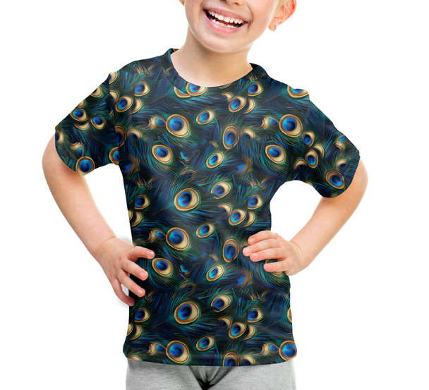 Youth Cotton Blend T-Shirt - Animal Print - Peacock