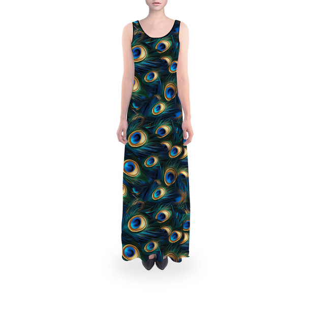 Flared Maxi Dress - Animal Print - Peacock