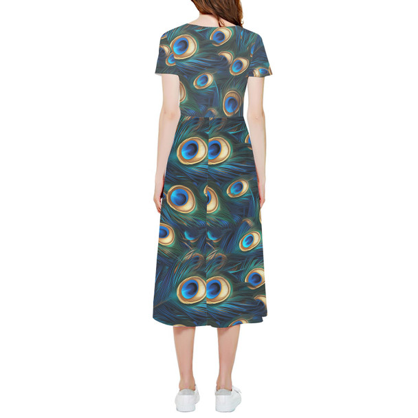 High Low Midi Dress - Animal Print - Peacock