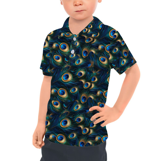 Kids Polo Shirt - Animal Print - Peacock