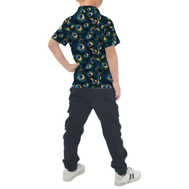 Kids Polo Shirt - Animal Print - Peacock