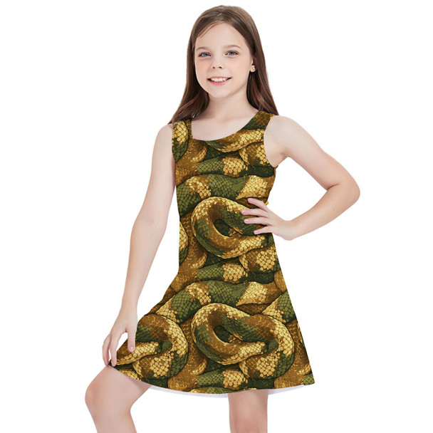 Girls Sleeveless Dress - Animal Print - Snake