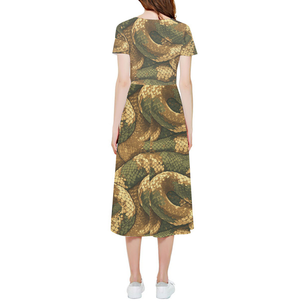 High Low Midi Dress - Animal Print - Snake