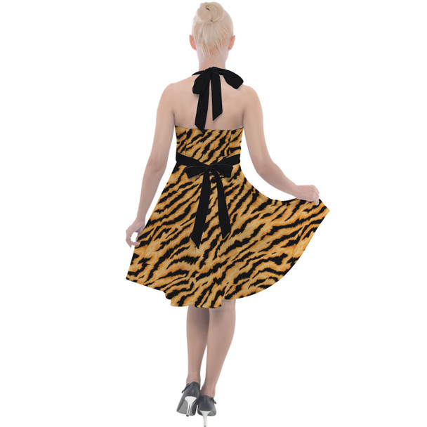 Halter Vintage Style Dress - Animal Print - Tiger