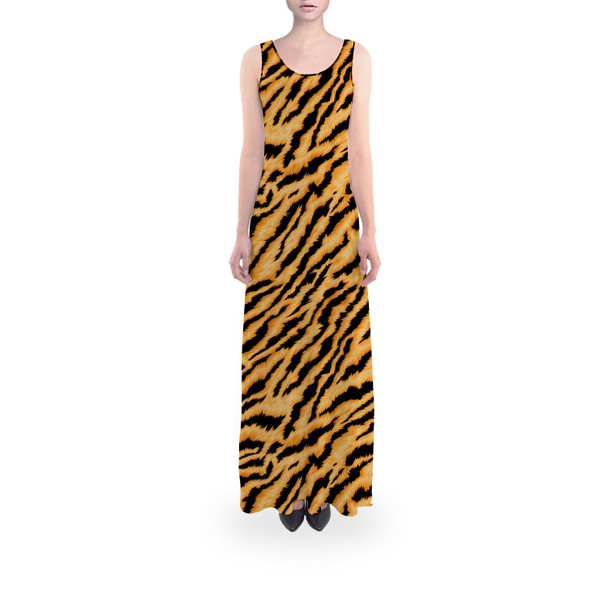 Flared Maxi Dress - Animal Print - Tiger