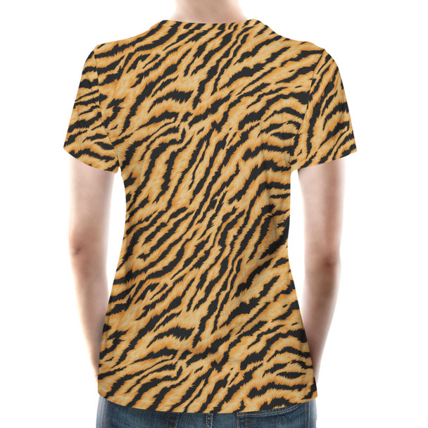 Women's Cotton Blend T-Shirt - Animal Print - Tiger