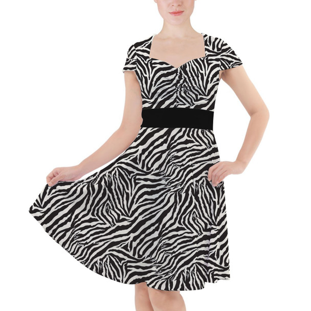 Sweetheart Midi Dress - Animal Print - Zebra