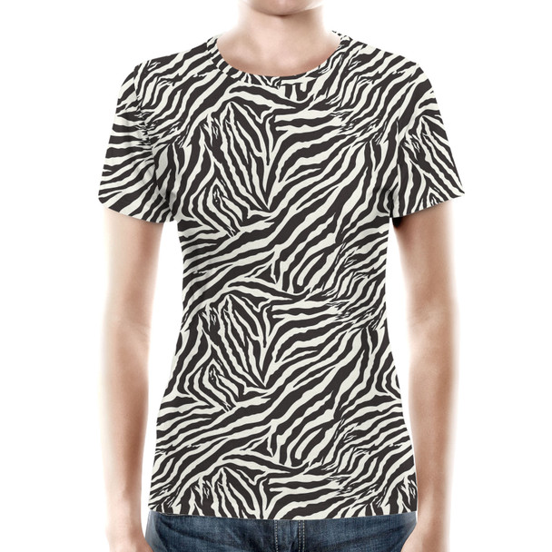 Women's Cotton Blend T-Shirt - Animal Print - Zebra