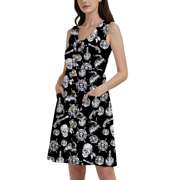 Button Front Pocket Dress - A Pirate Life