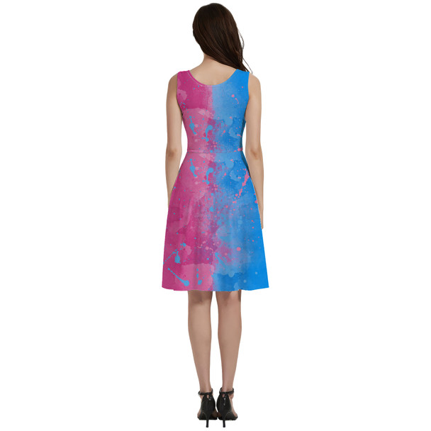 V-Neck Pocket Skater Dress - Pink or Blue Sleeping Beauty Inspired