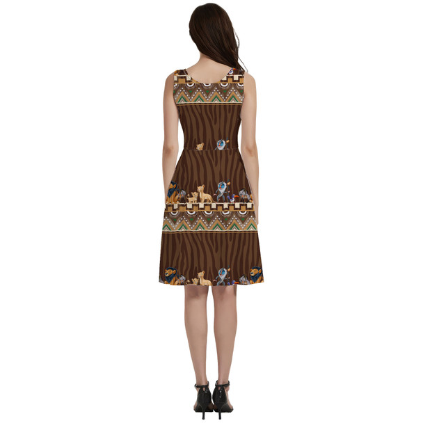 V-Neck Pocket Skater Dress - Tribal Stripes Lion King Inspired