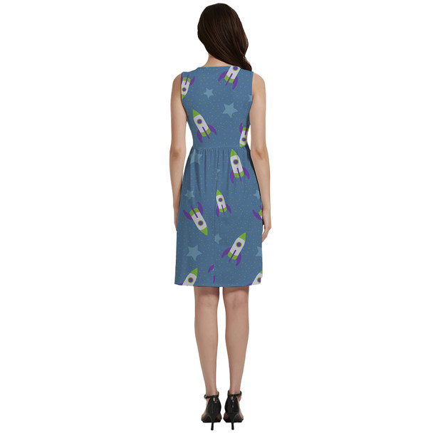 Button Front Pocket Dress - Buzz Lightyear Space Ships