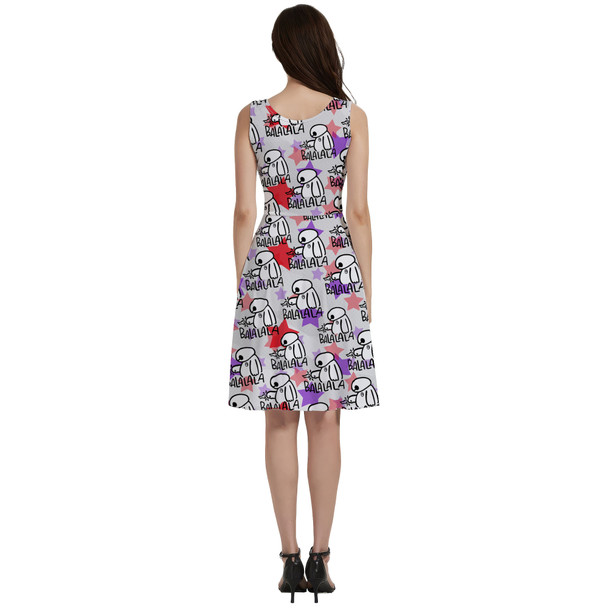 V-Neck Pocket Skater Dress - Baymax Balala Big Hero 6 Inspired