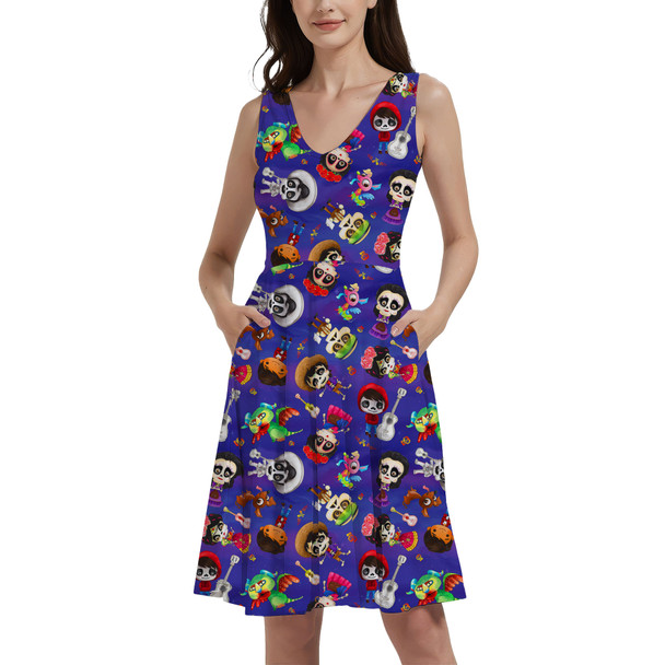 V-Neck Pocket Skater Dress - Poco Loco Coco Inspired