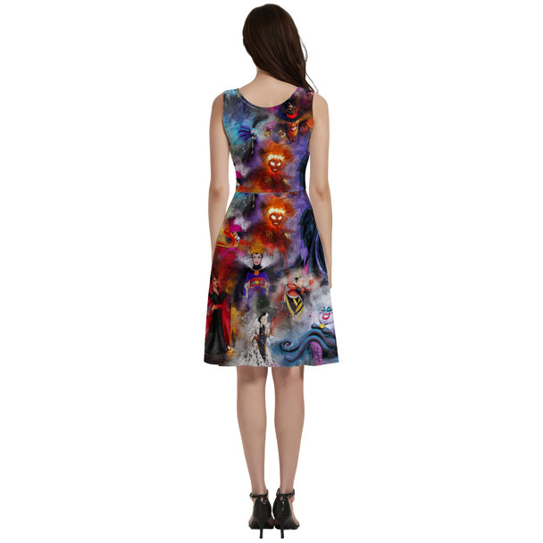 V-Neck Pocket Skater Dress - Watercolor Villains