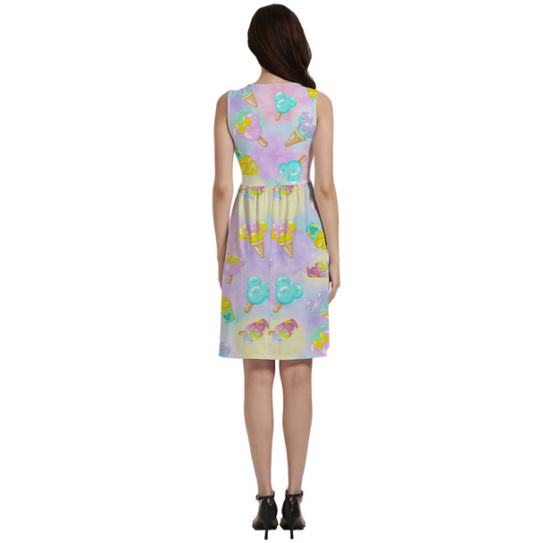 Button Front Pocket Dress - Pastel Ice Cream Dreams