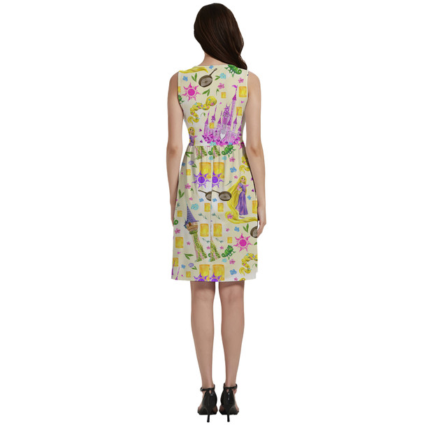 Button Front Pocket Dress - Watercolor Tangled