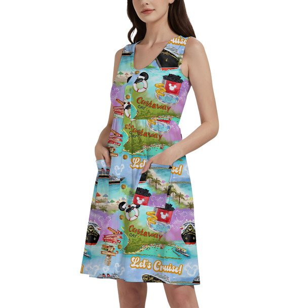 Button Front Pocket Dress - Castaway Cay