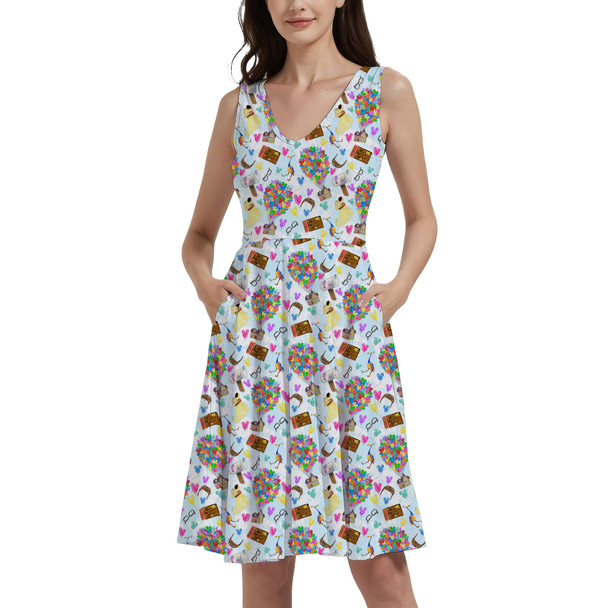 V-Neck Pocket Skater Dress - Pixar UP Icons