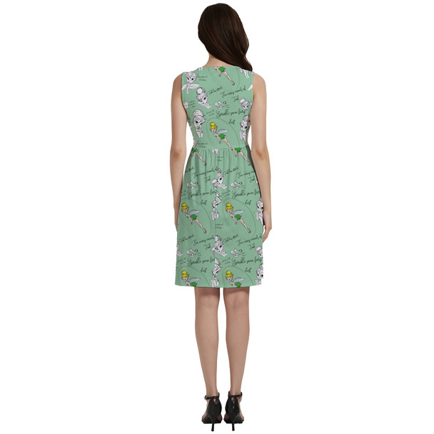 Button Front Pocket Dress - Drawing Tinkerbell
