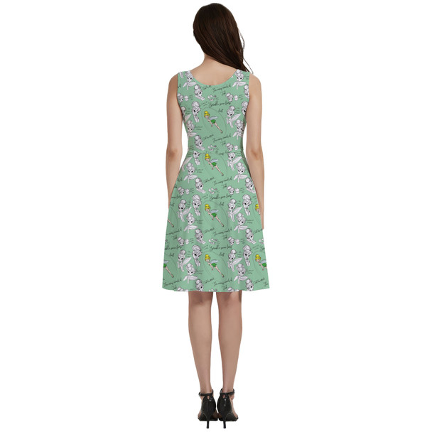 V-Neck Pocket Skater Dress - Drawing Tinkerbell