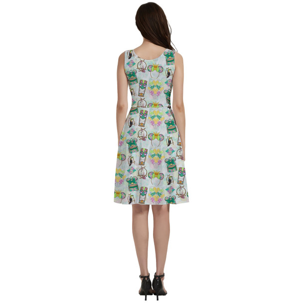 V-Neck Pocket Skater Dress - Main Attraction Enchanted Tiki Room