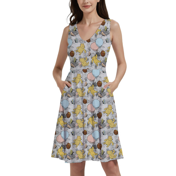 V-Neck Pocket Skater Dress - Silly Old Bear