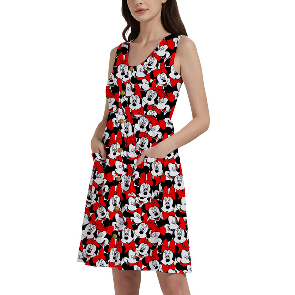Button Front Pocket Dress - Many Faces of Minnie Mouse