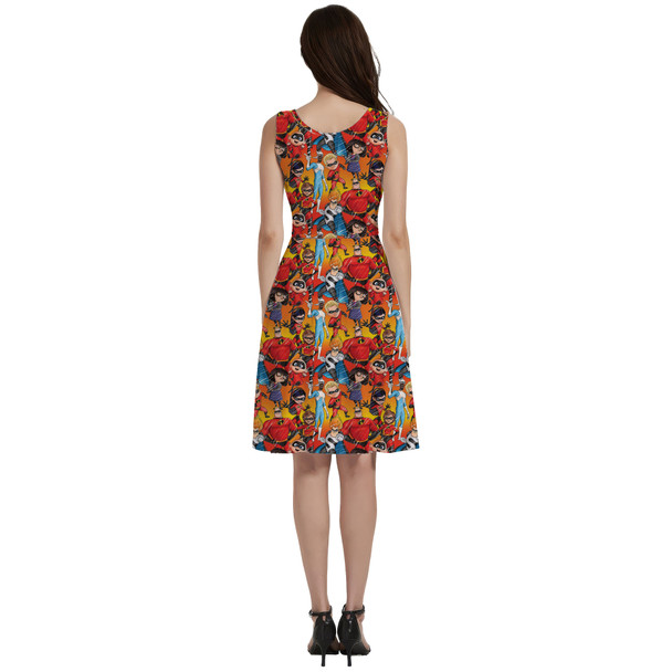 V-Neck Pocket Skater Dress - The Incredibles Sketched