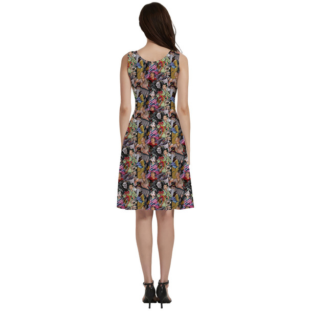 V-Neck Pocket Skater Dress - Mulan Sketched