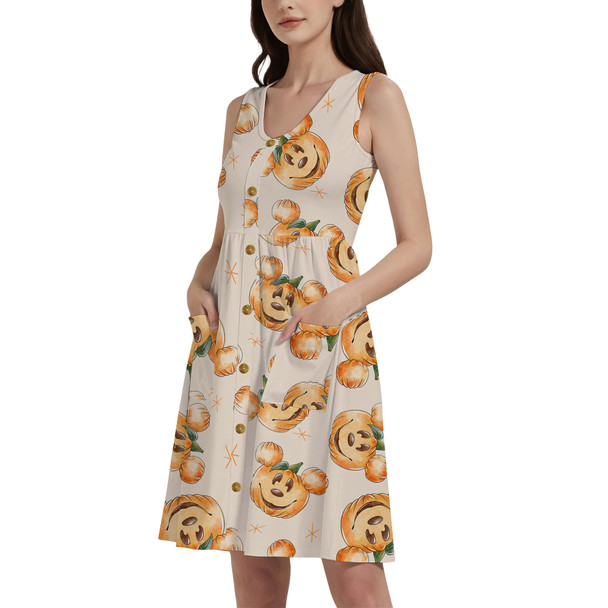 Button Front Pocket Dress - Happy Mouse Pumpkins