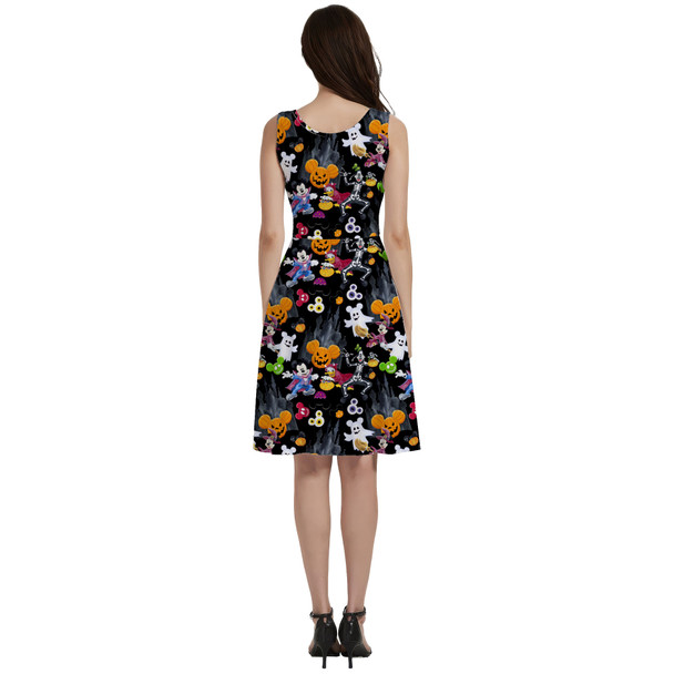 V-Neck Pocket Skater Dress - Mickey & The Gang Trick or Treat