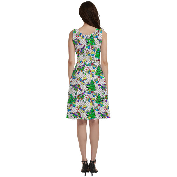 V-Neck Pocket Skater Dress - A Buzz & Aliens Christmas