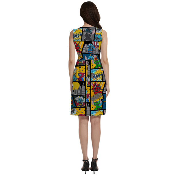 Button Front Pocket Dress - Superhero Stitch - Comic Book