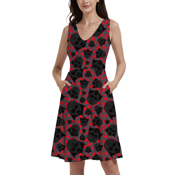 V-Neck Pocket Skater Dress - Vader Valentine