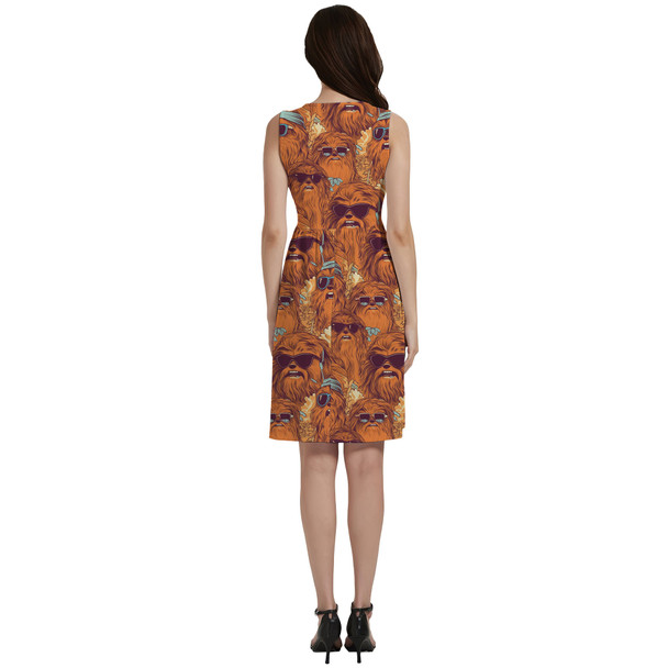 Button Front Pocket Dress - Retro Chewbacca Summer Vibes