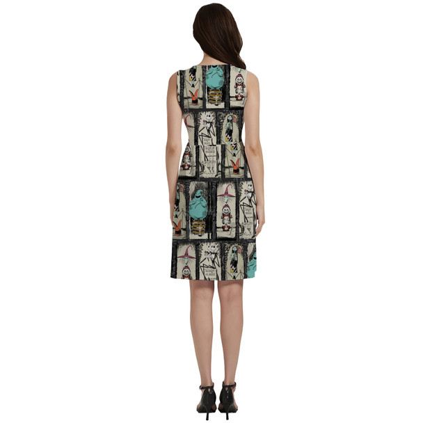 Button Front Pocket Dress - Stretching Haunted Nightmare