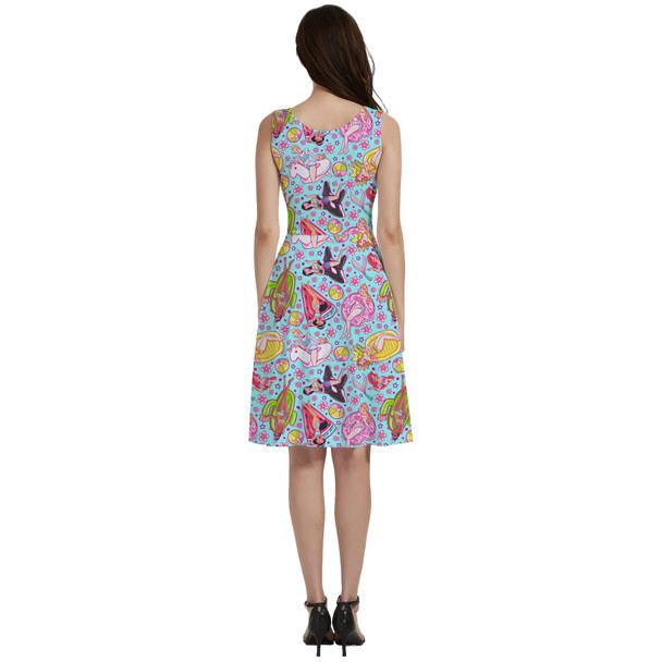 V-Neck Pocket Skater Dress - Pool Floats Princesses